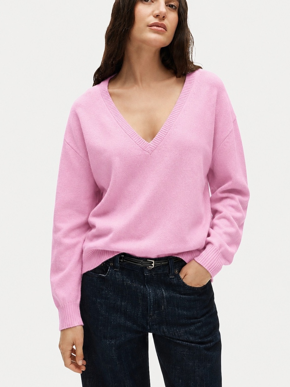 J.Crew Cashmere Relaxed V-Neck Sweater in Pink Size XXL